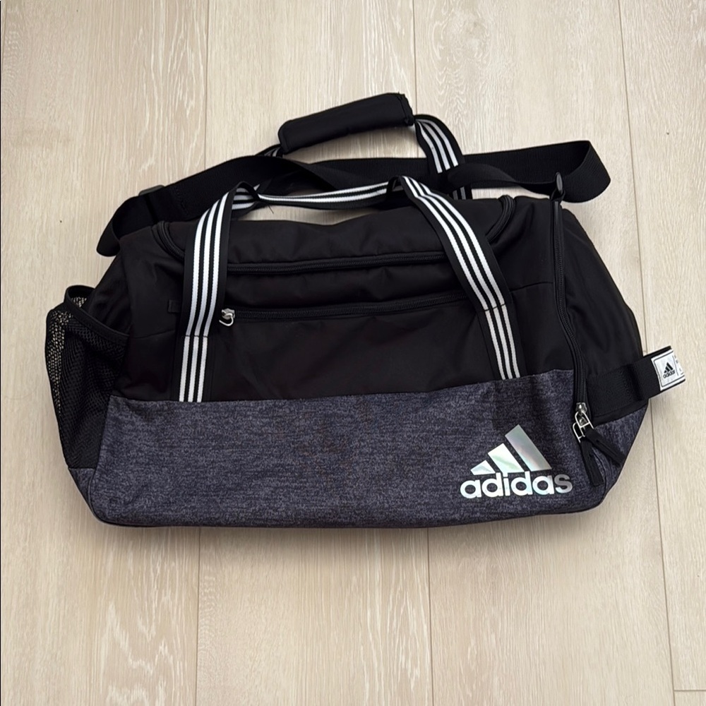 Adidas Black and Gray Duffel Bag with Sporty Design